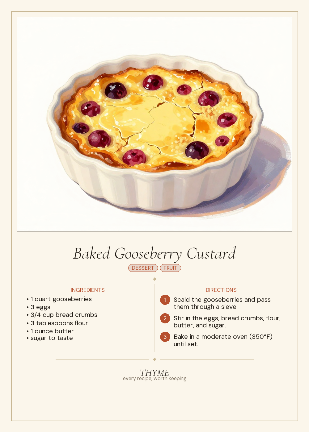 Baked Gooseberry Custard