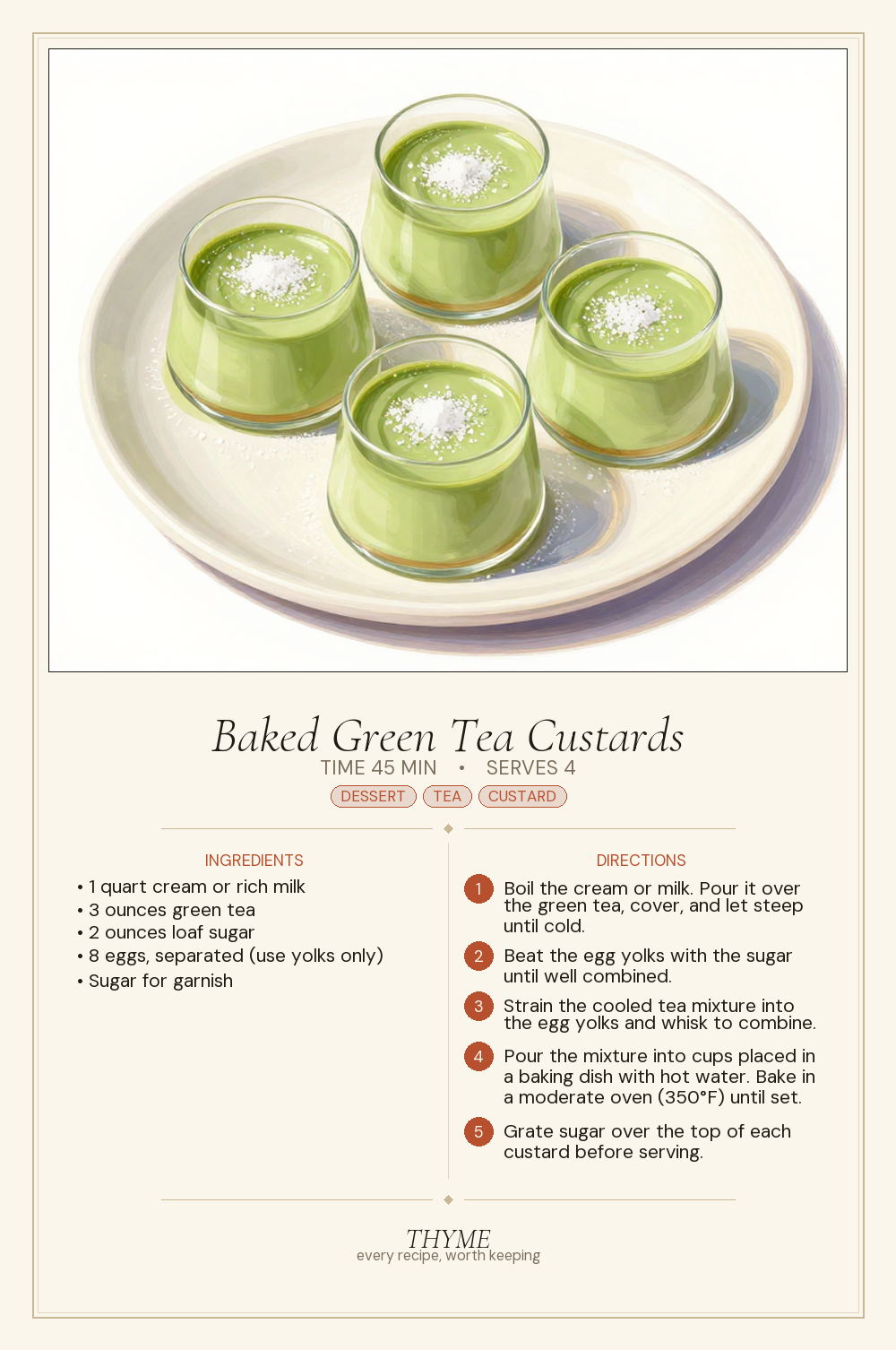 Baked Green Tea Custards