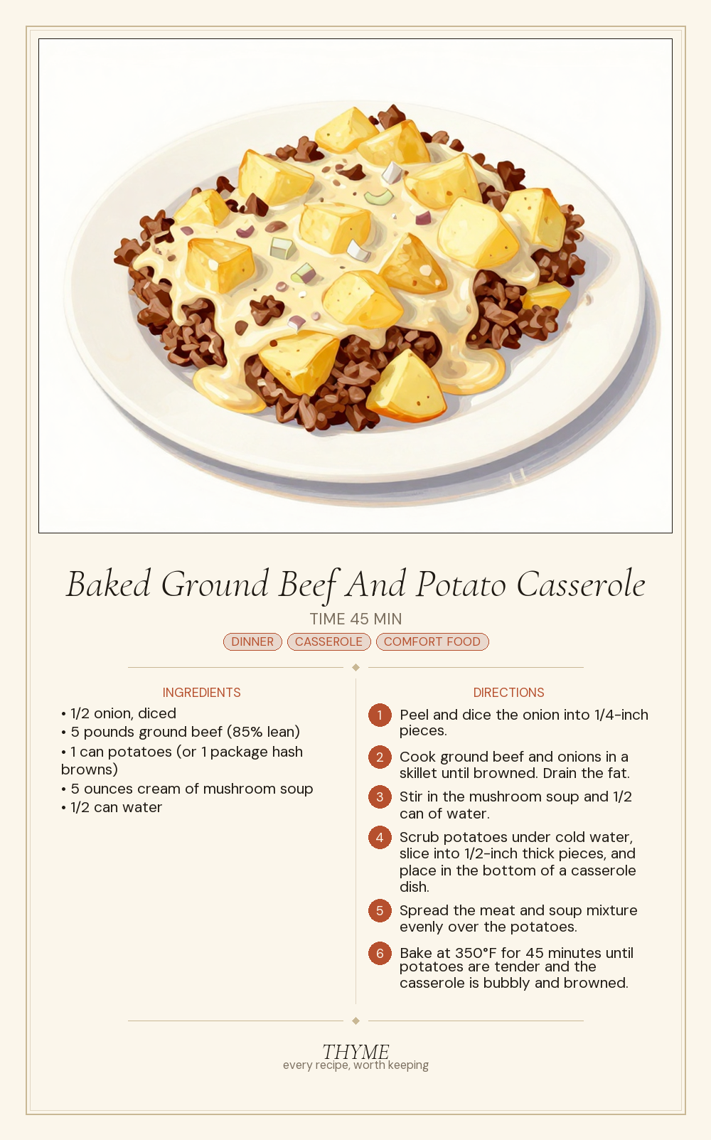 Baked Ground Beef And Potato Casserole