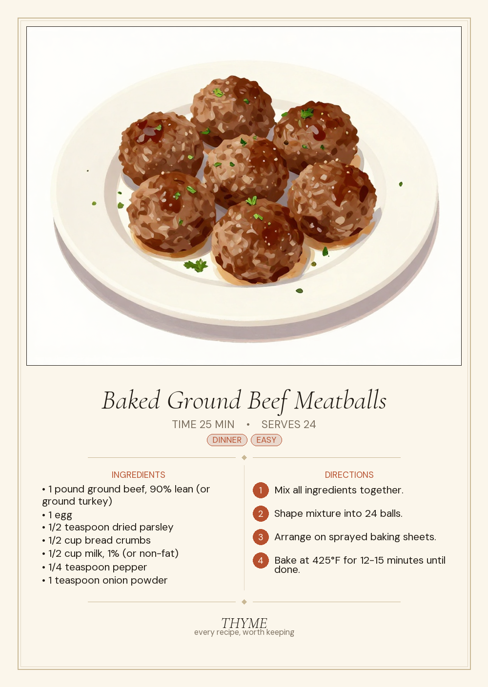 Baked Ground Beef Meatballs