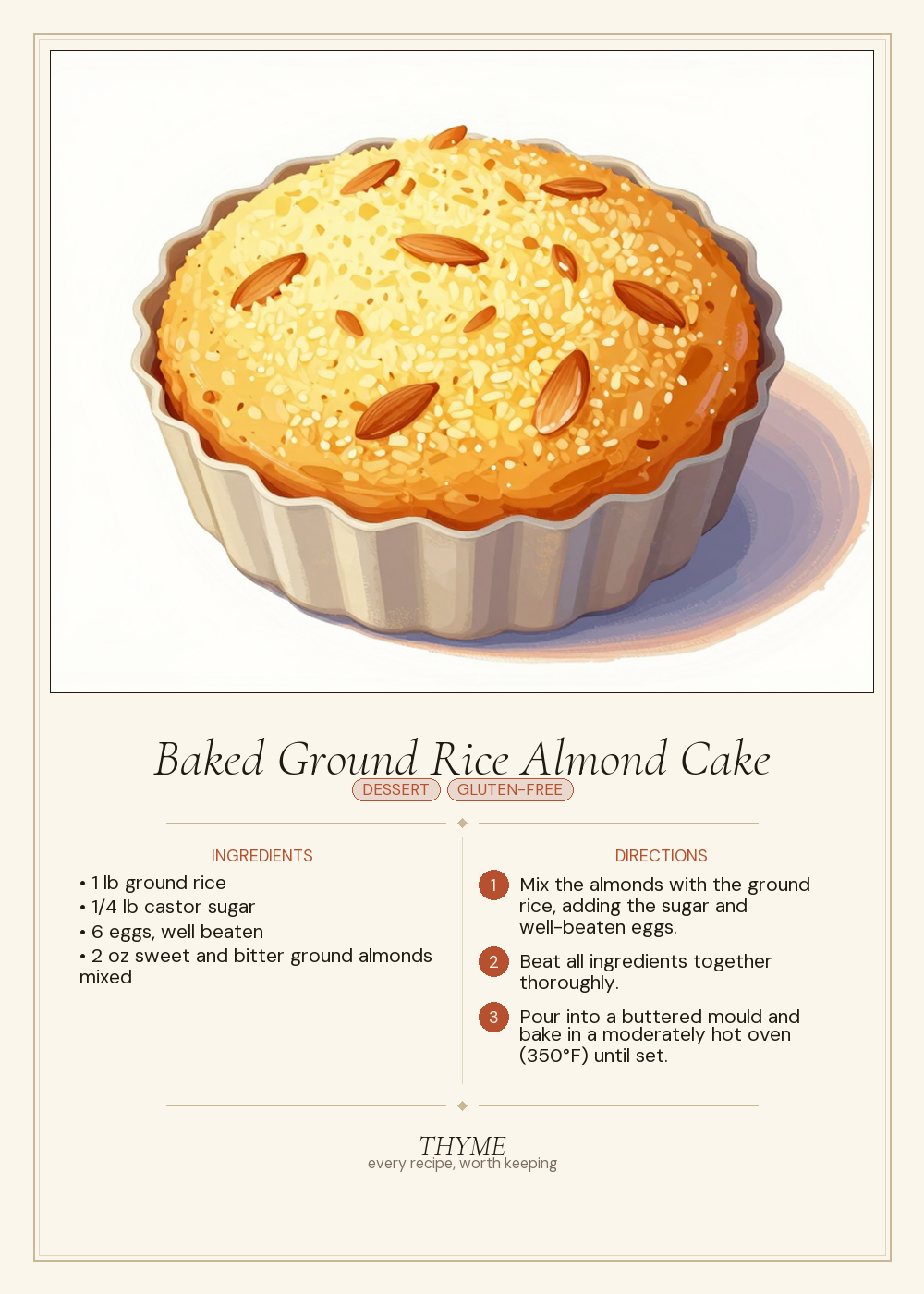 Baked Ground Rice Almond Cake