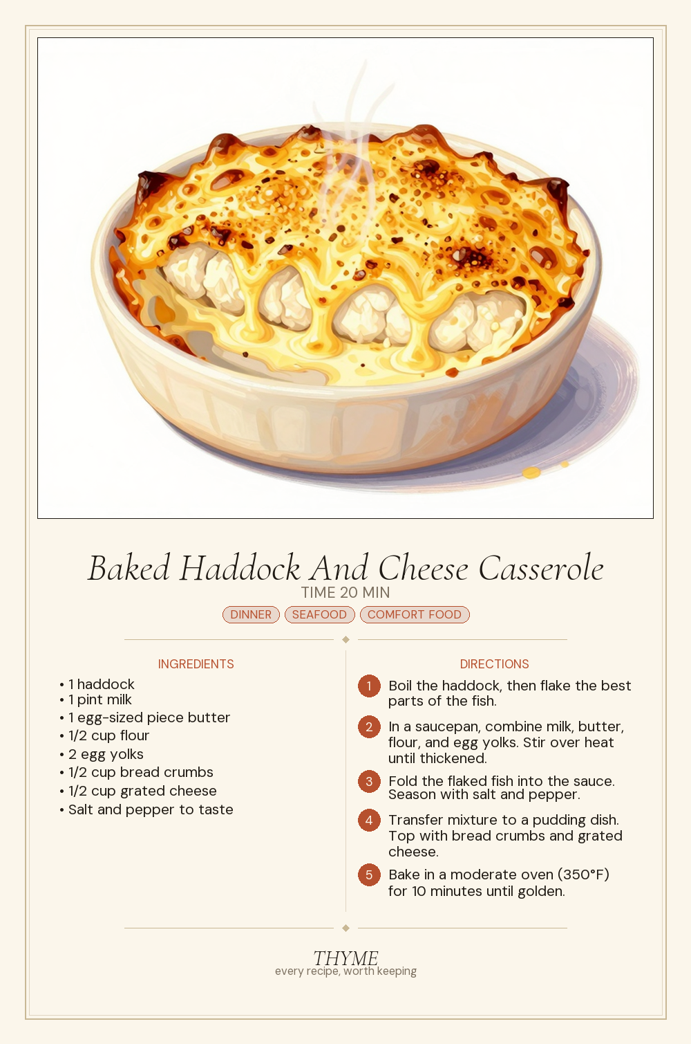 Baked Haddock And Cheese Casserole