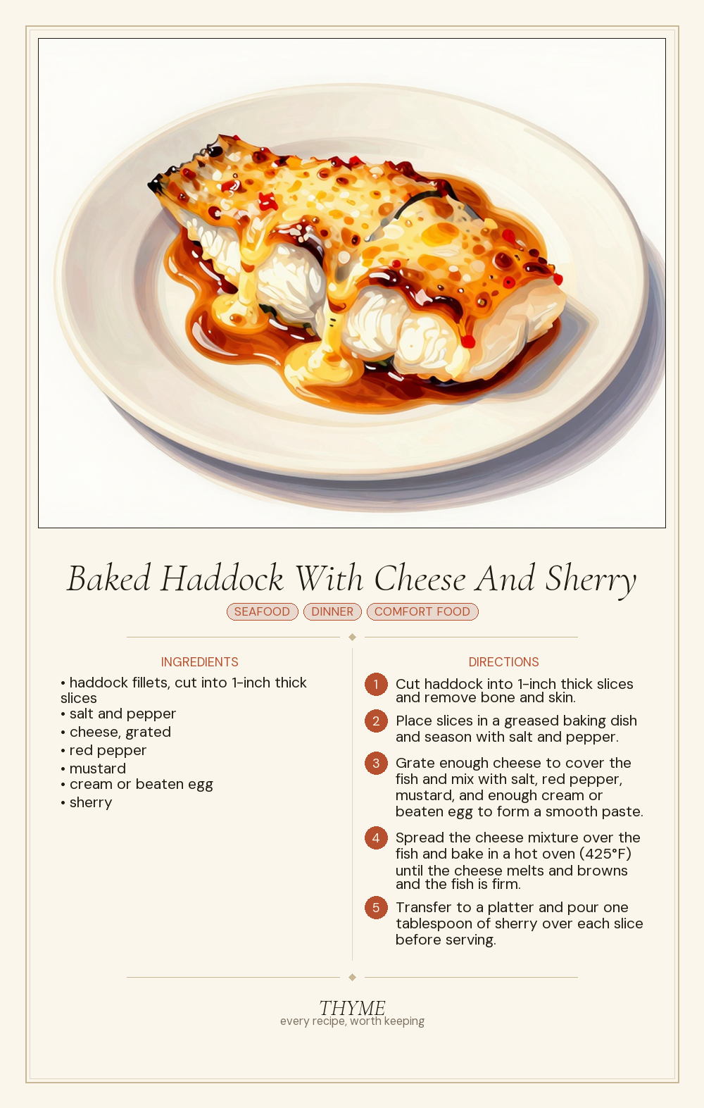 Baked Haddock With Cheese And Sherry