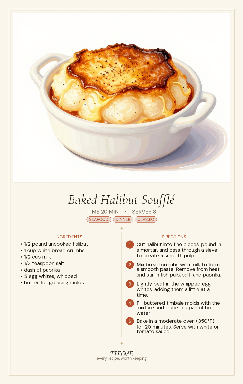 Baked Halibut Soufflé