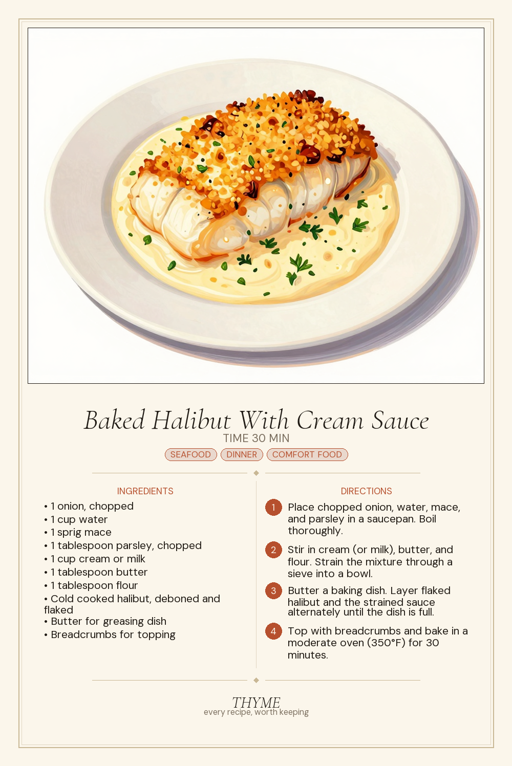Baked Halibut With Cream Sauce