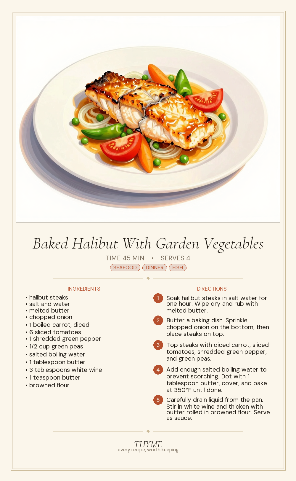 Baked Halibut With Garden Vegetables