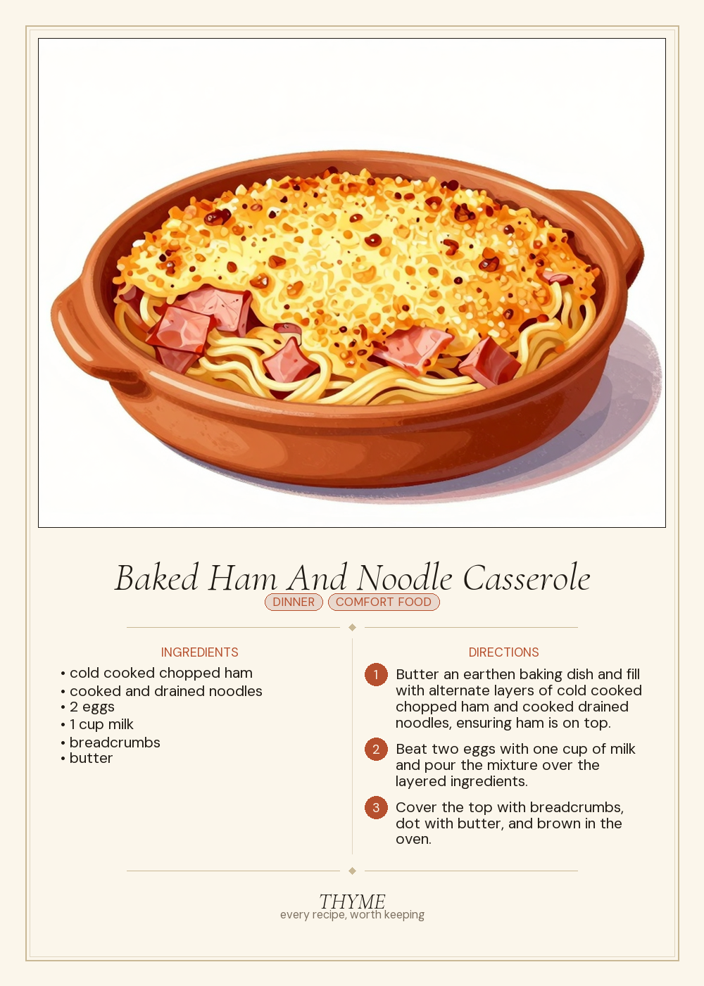 Baked Ham And Noodle Casserole