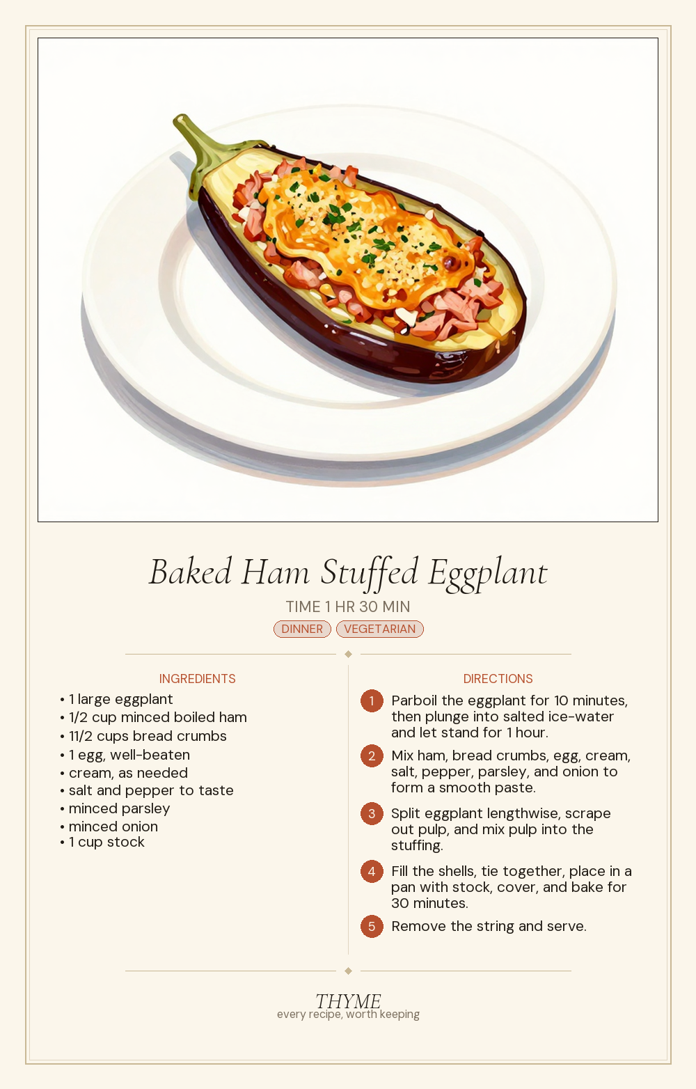Baked Ham Stuffed Eggplant