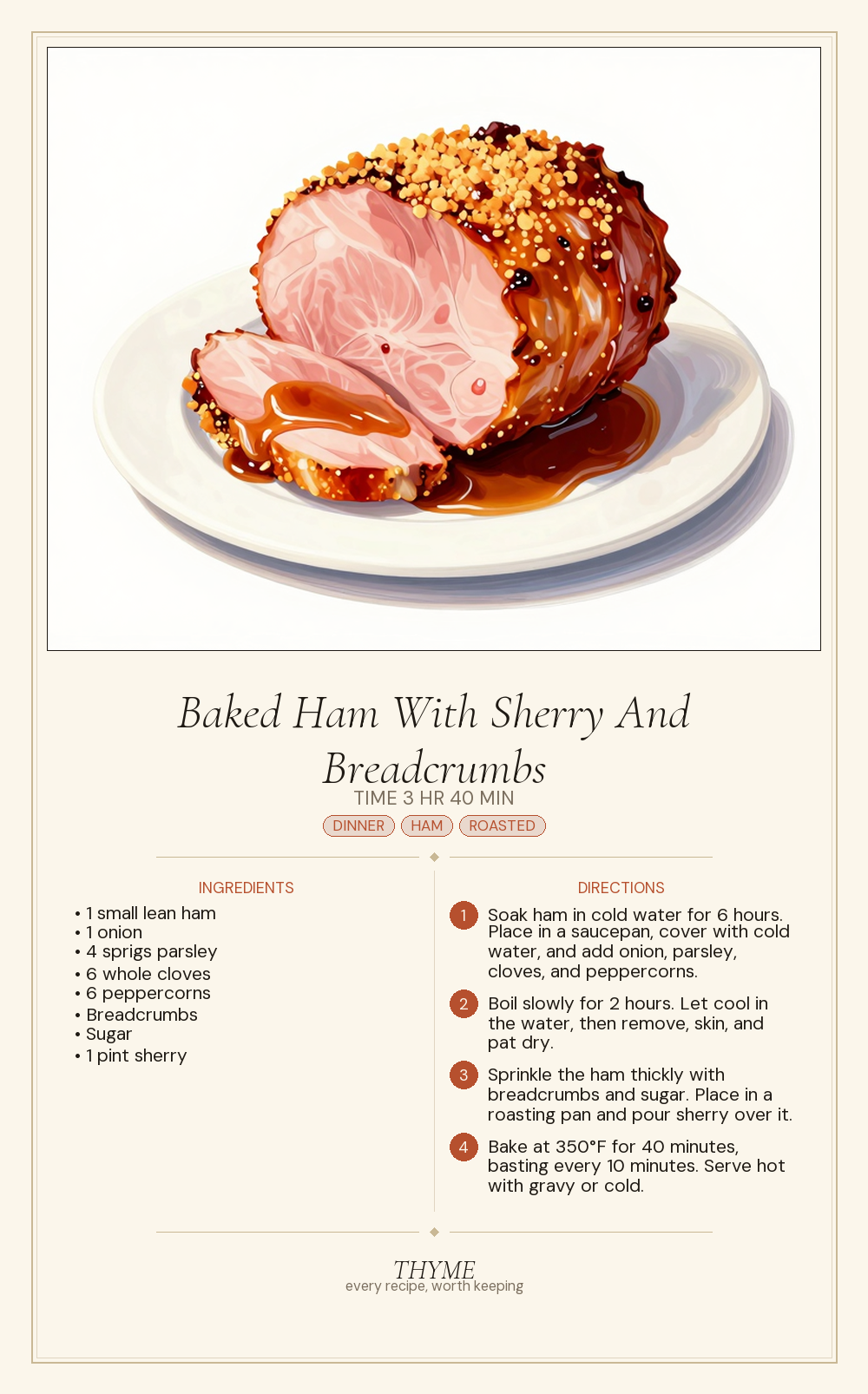 Baked Ham With Sherry And Breadcrumbs
