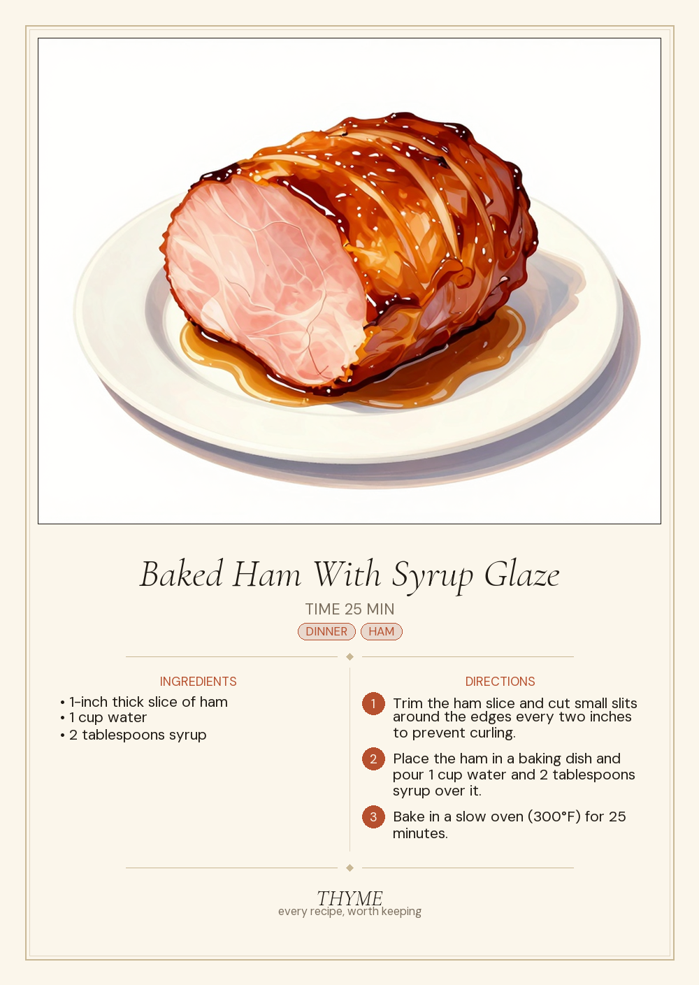 Baked Ham With Syrup Glaze