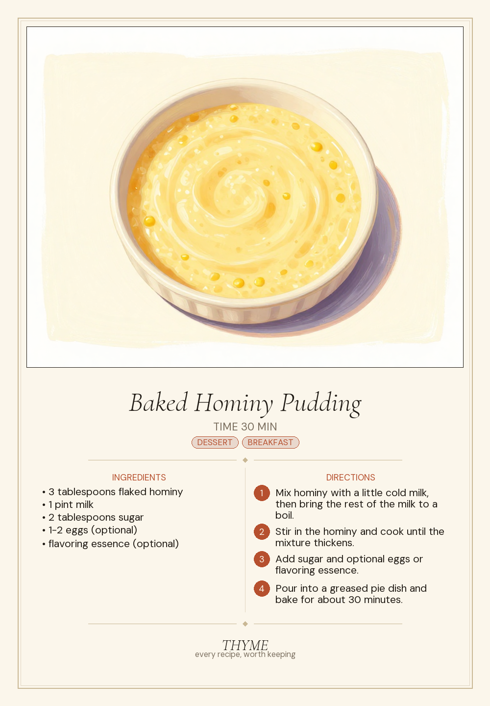 Baked Hominy Pudding