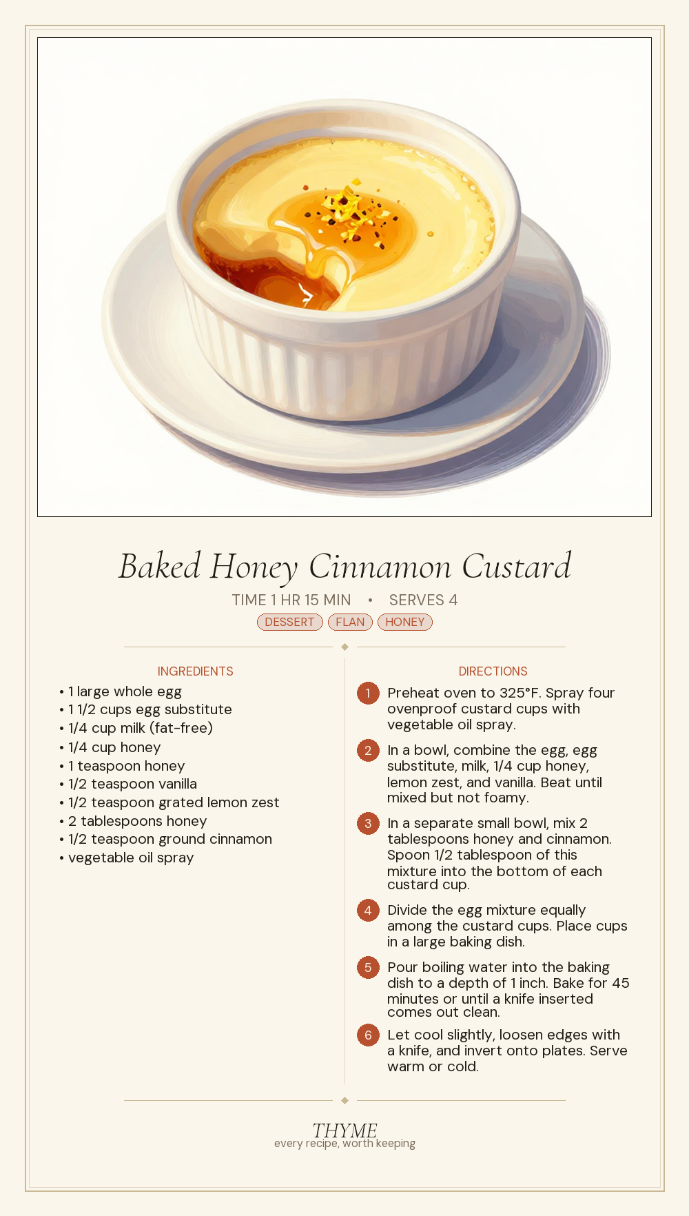 Baked Honey Cinnamon Custard