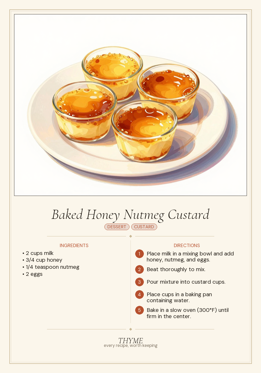 Baked Honey Nutmeg Custard
