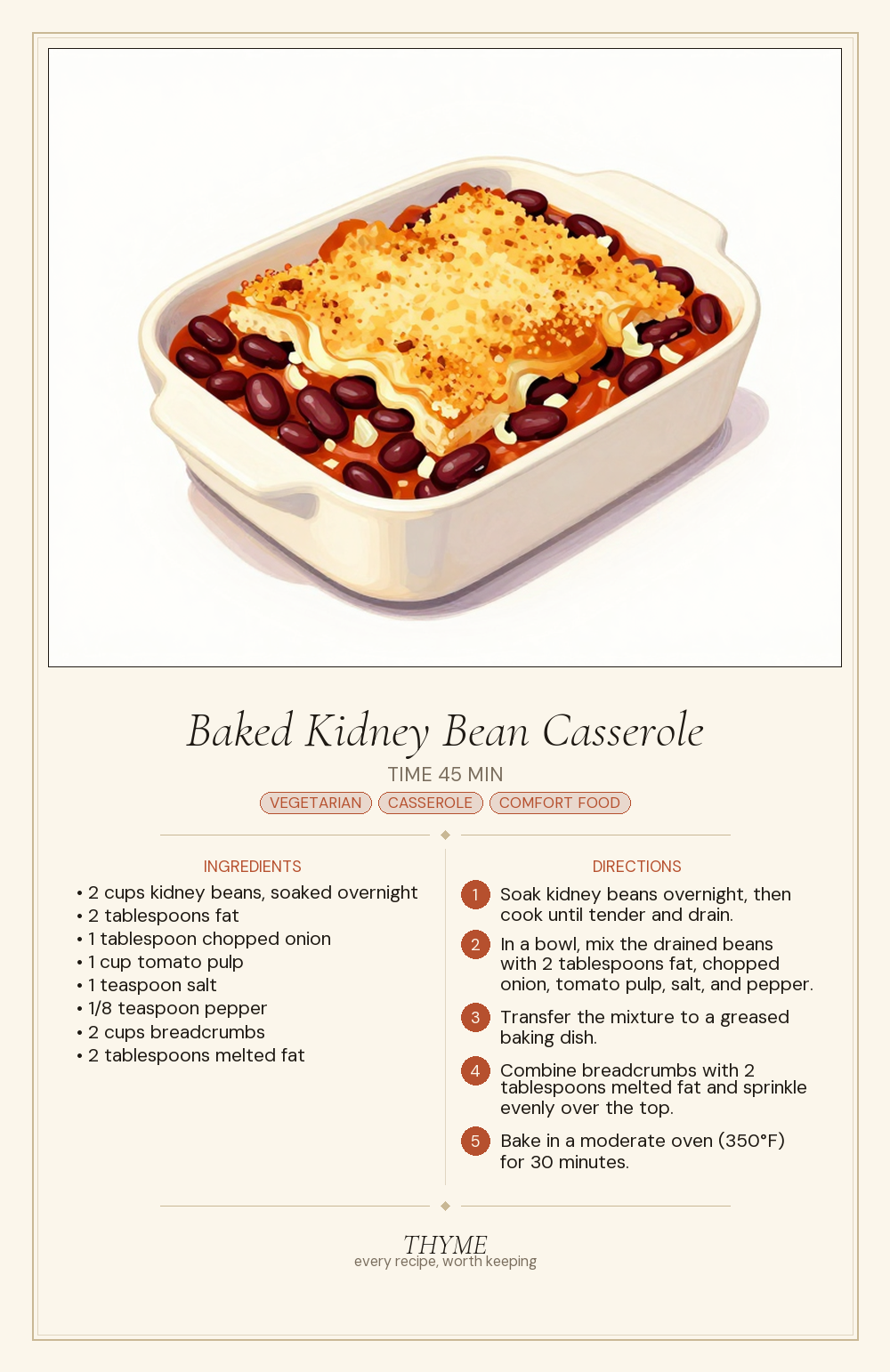 Baked Kidney Bean Casserole