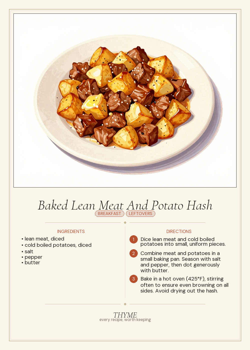 Baked Lean Meat And Potato Hash