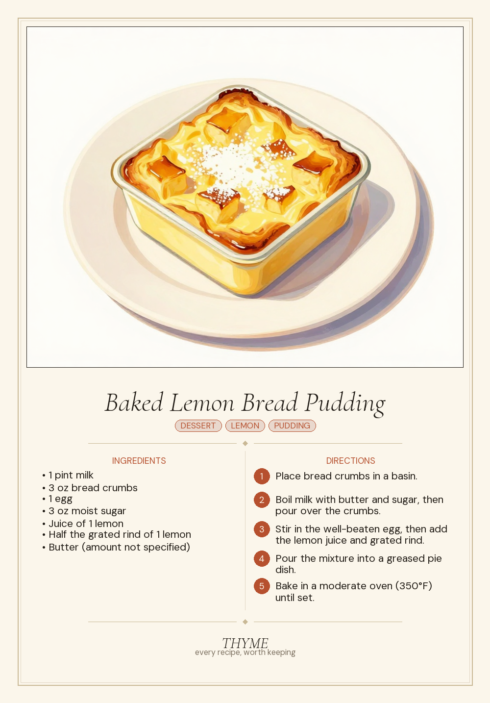 Baked Lemon Bread Pudding