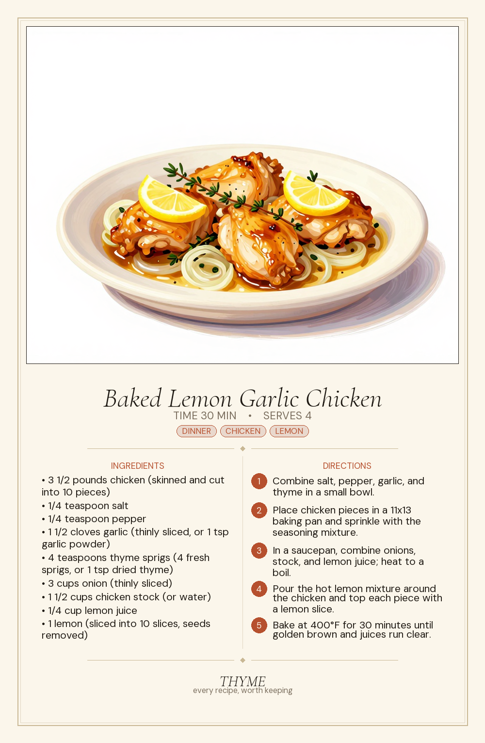 Baked Lemon Garlic Chicken