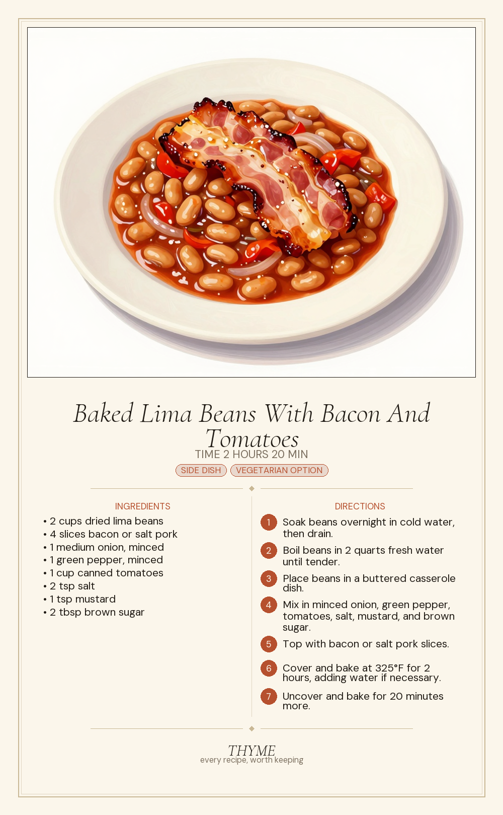Baked Lima Beans With Bacon And Tomatoes