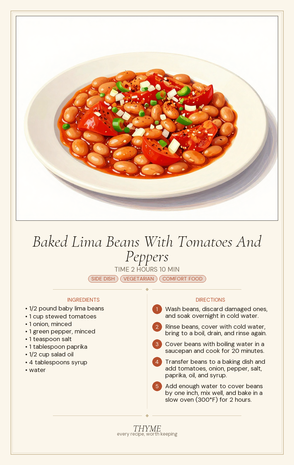 Baked Lima Beans With Tomatoes And Peppers