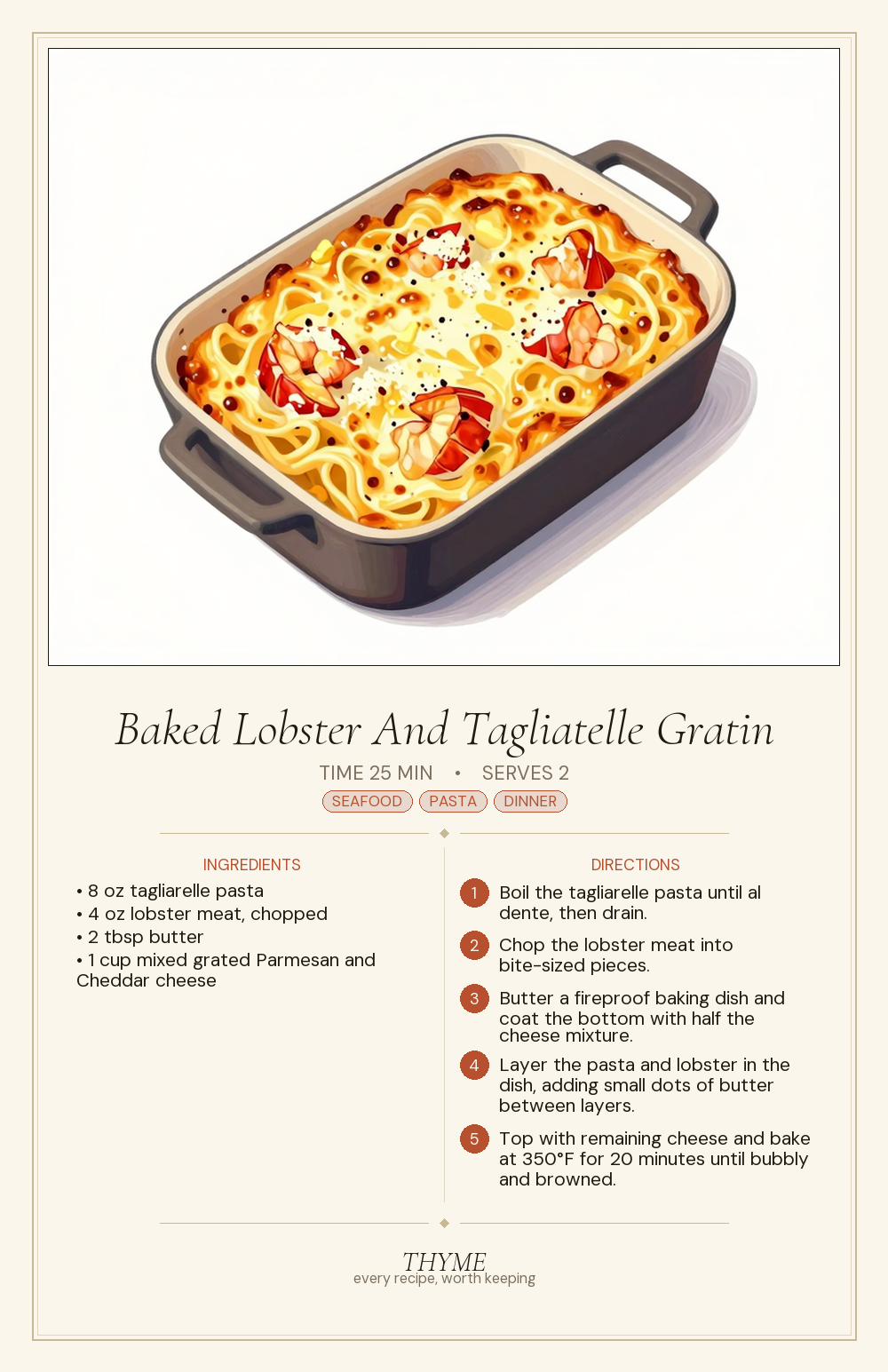 Baked Lobster And Tagliatelle Gratin