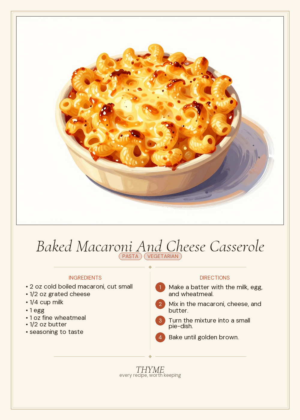 Baked Macaroni And Cheese Casserole