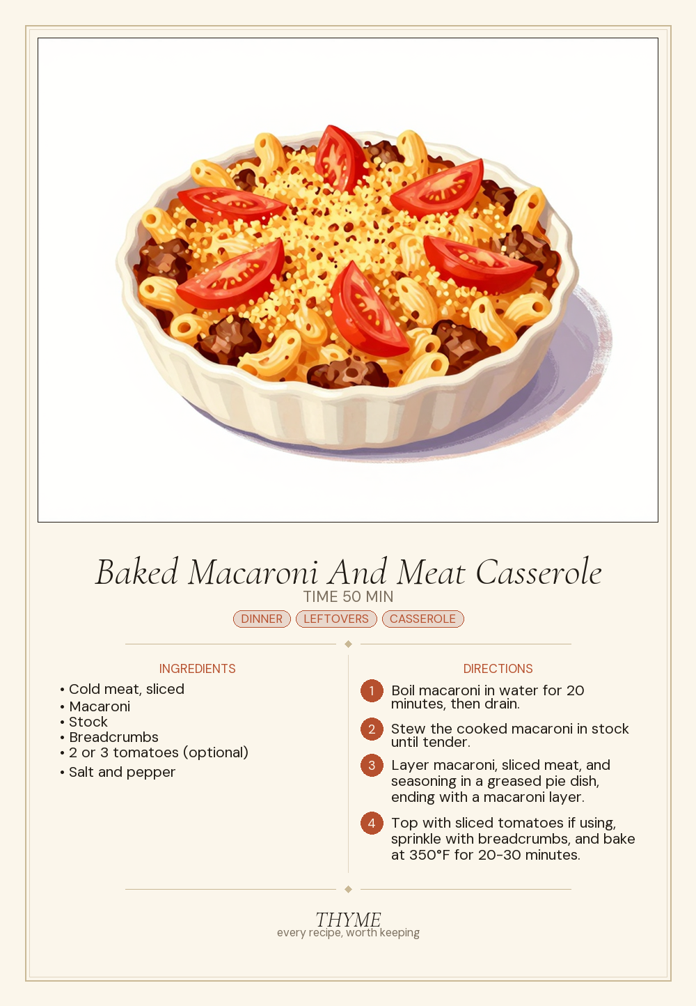 Baked Macaroni And Meat Casserole