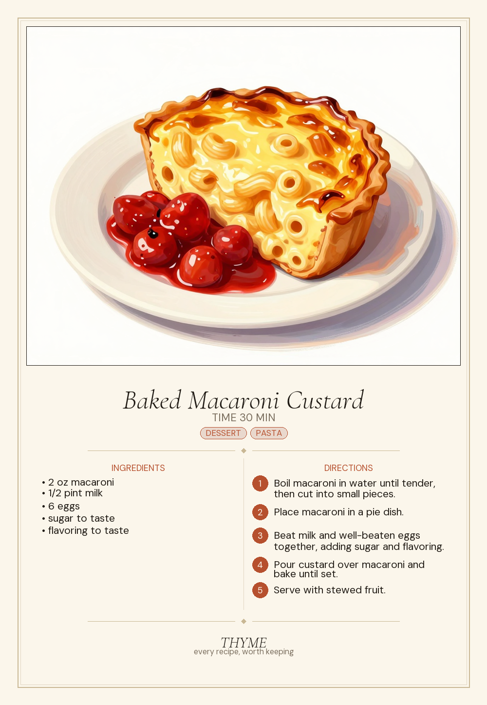 Baked Macaroni Custard