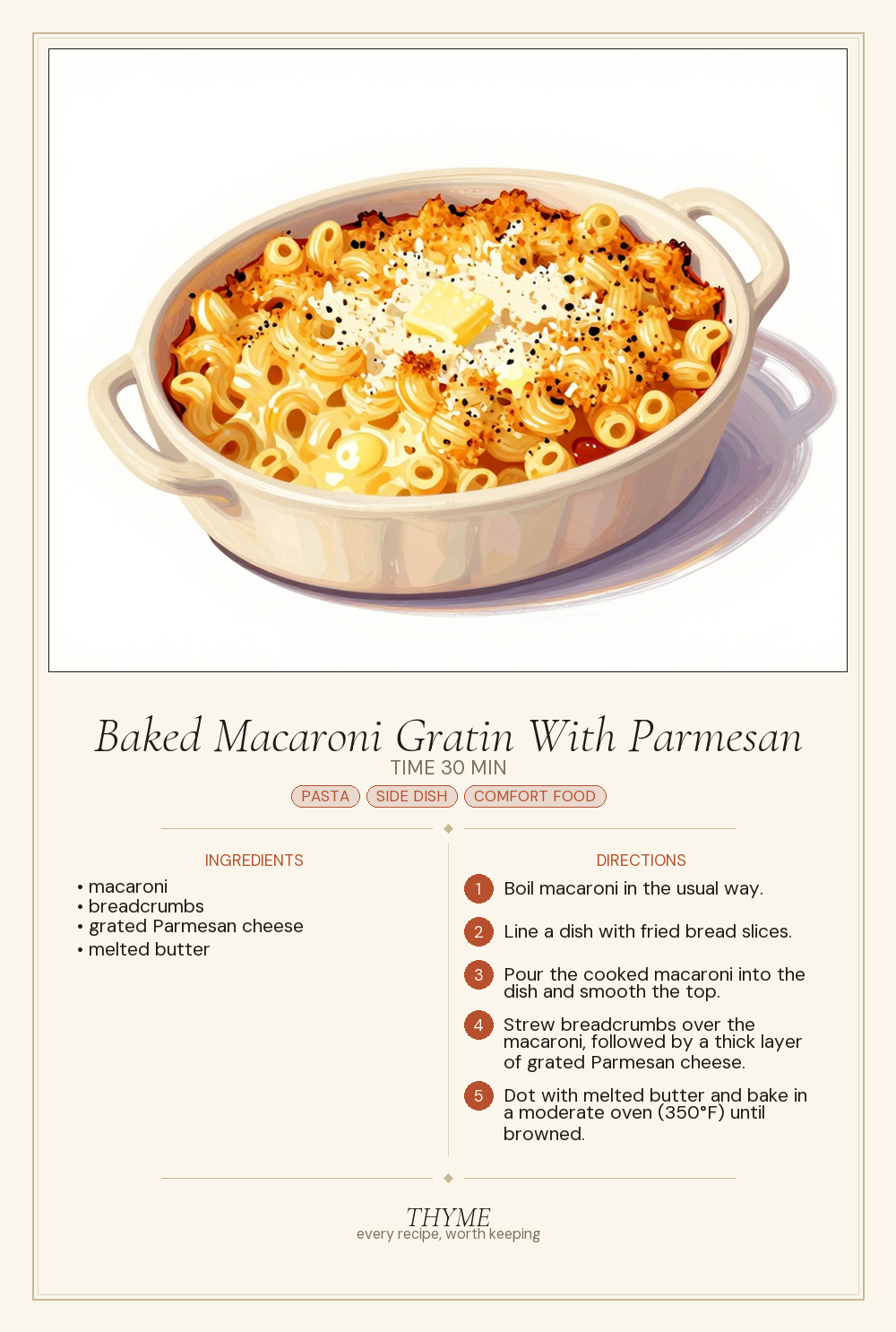 Baked Macaroni Gratin With Parmesan