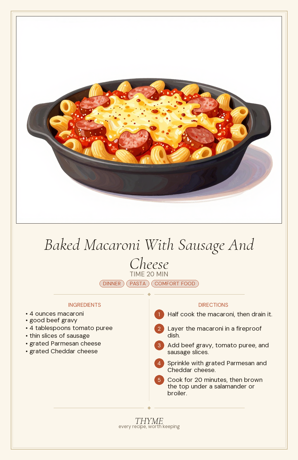 Baked Macaroni With Sausage And Cheese