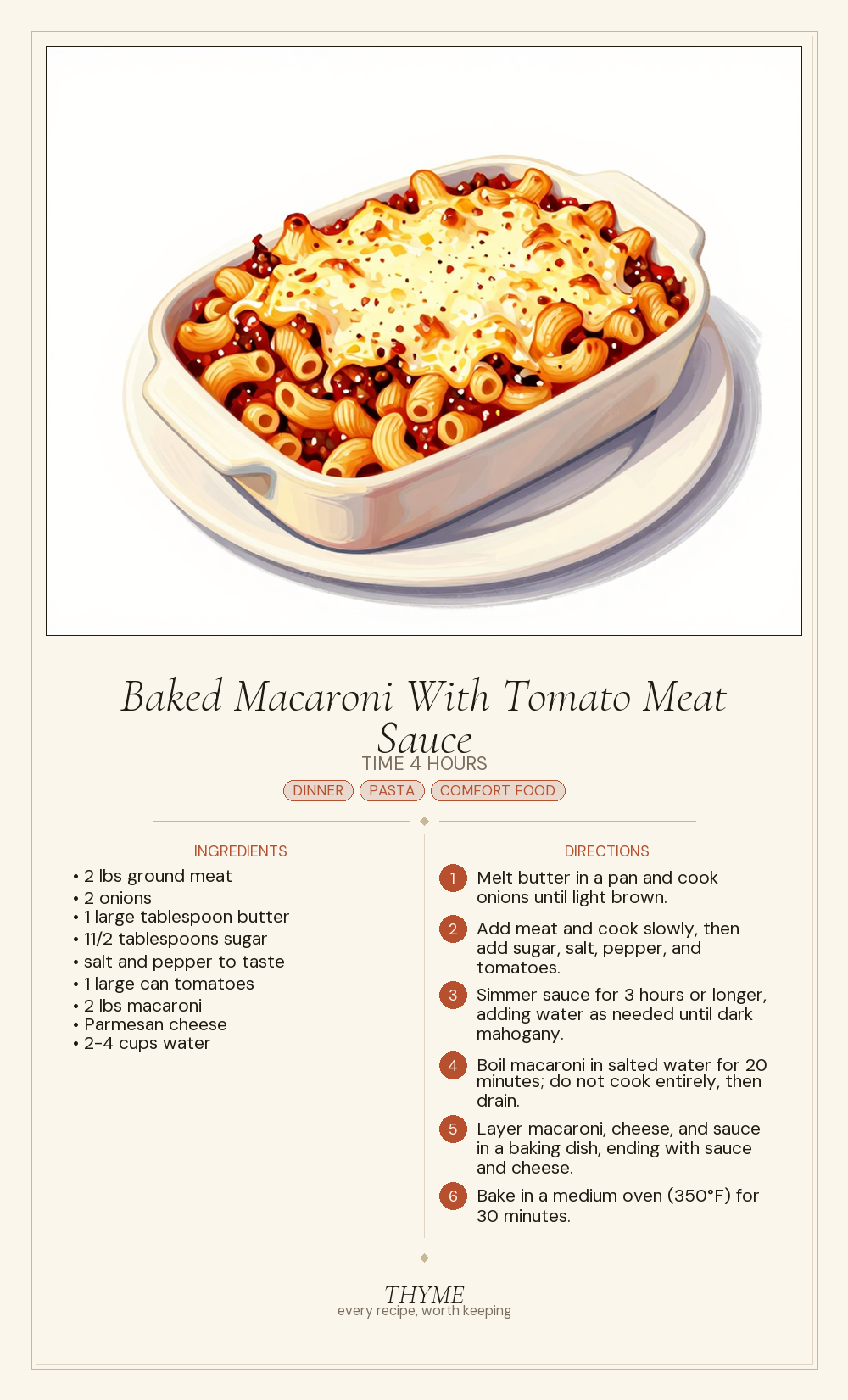 Baked Macaroni With Tomato Meat Sauce