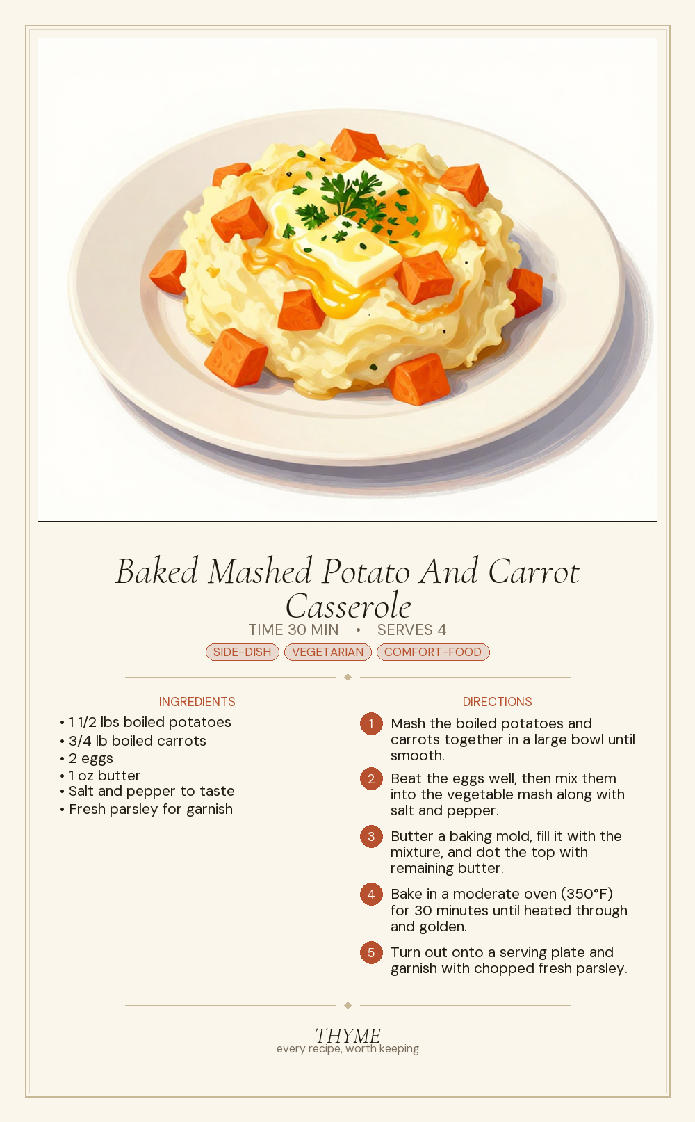Baked Mashed Potato And Carrot Casserole