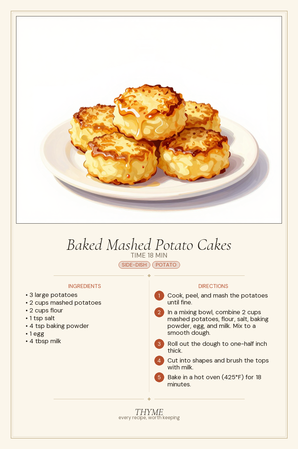 Baked Mashed Potato Cakes