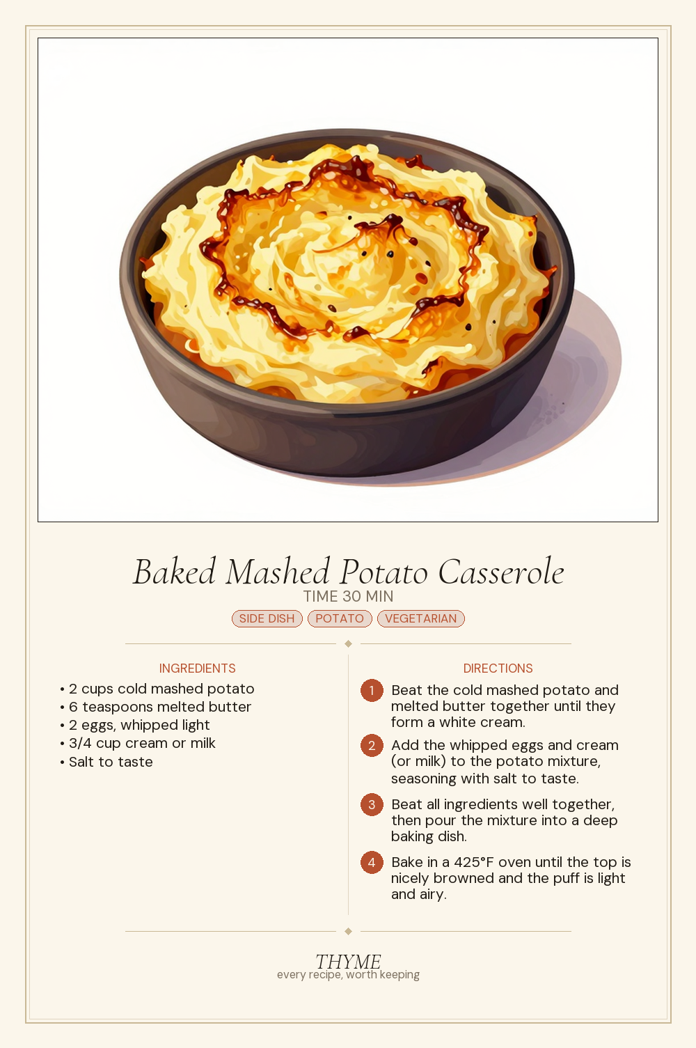 Baked Mashed Potato Casserole
