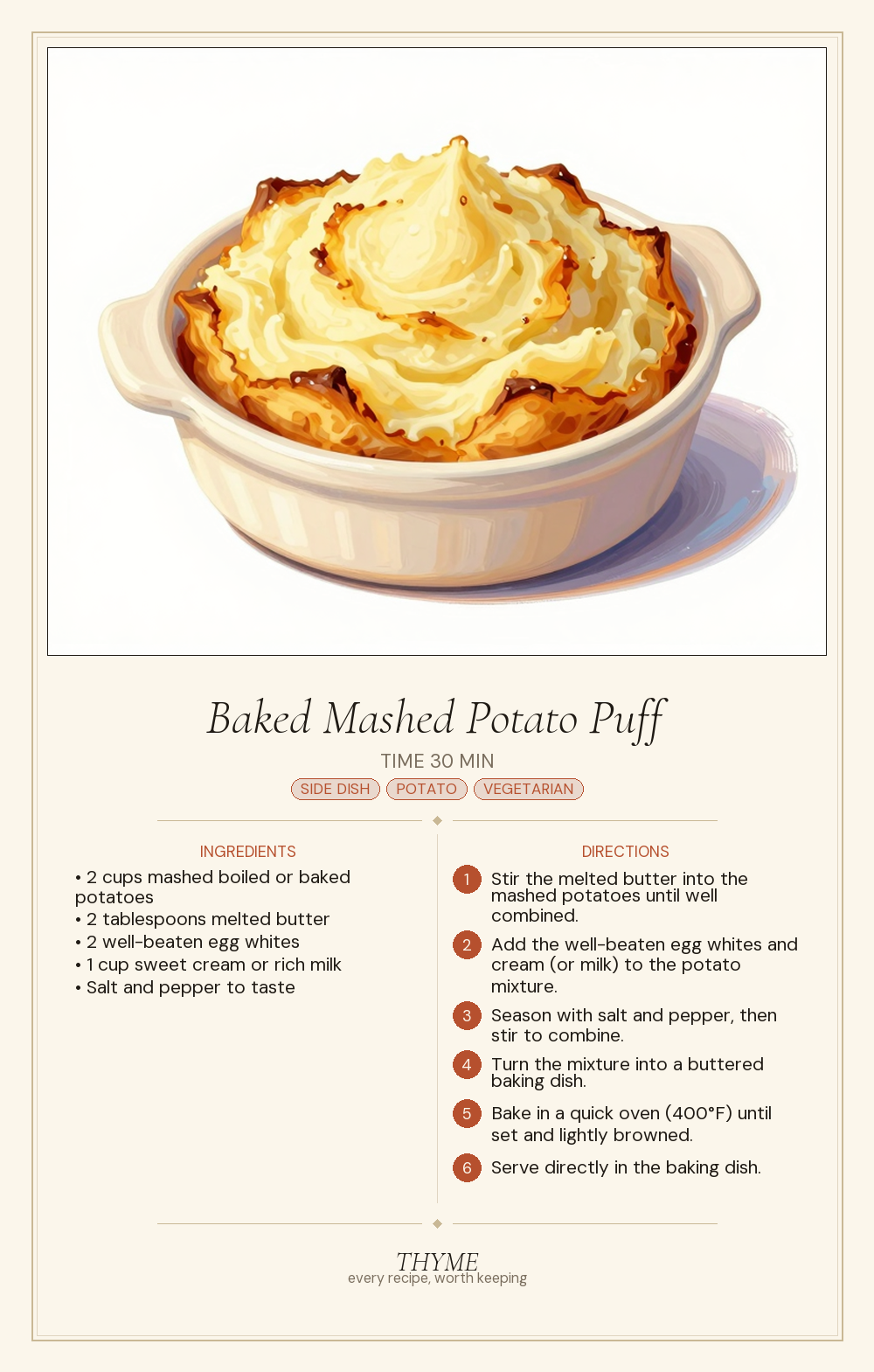 Baked Mashed Potato Puff