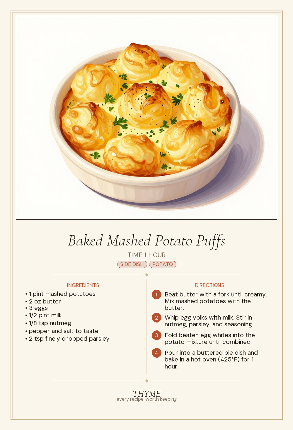 Baked Mashed Potato Puffs