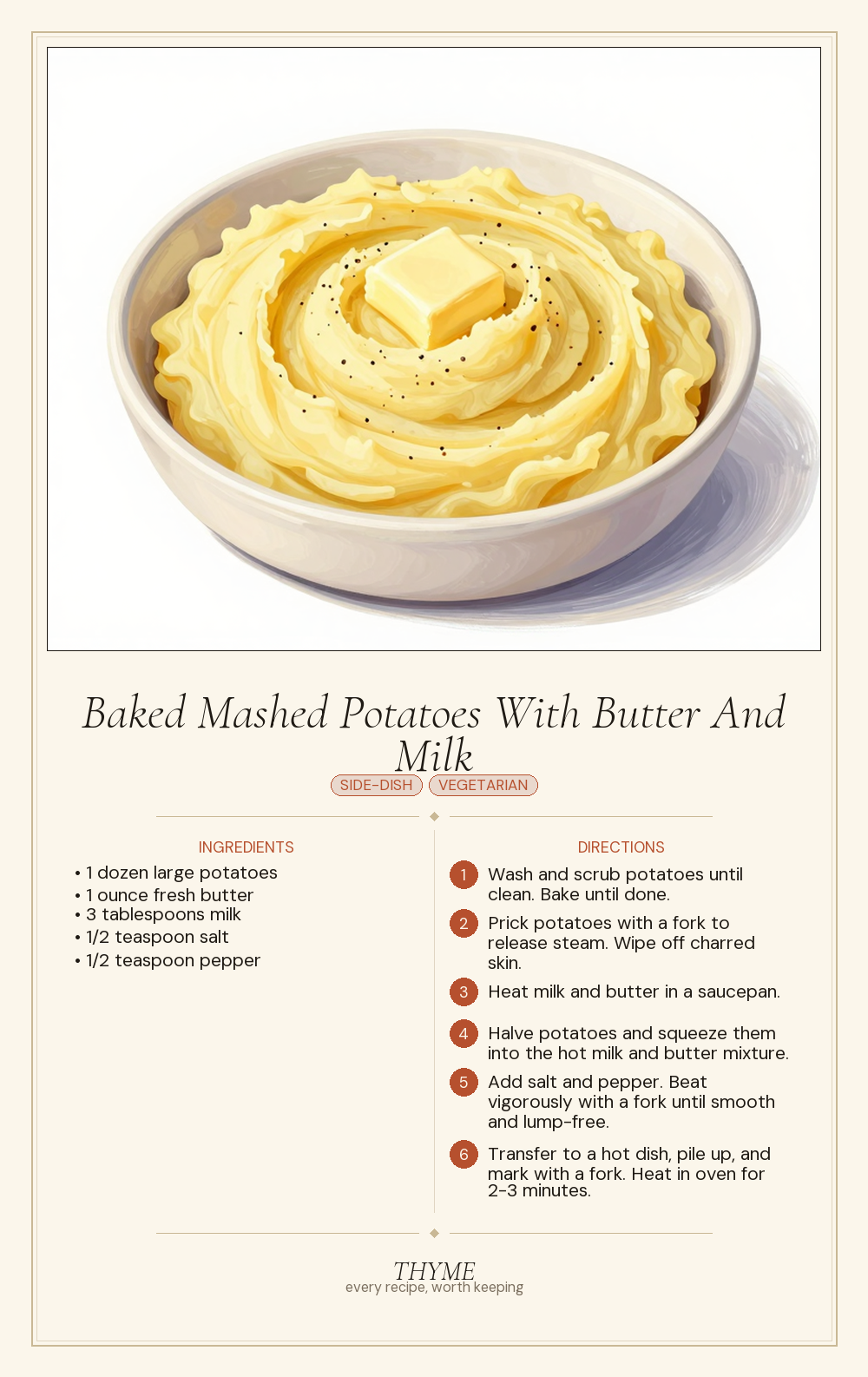 Baked Mashed Potatoes With Butter And Milk
