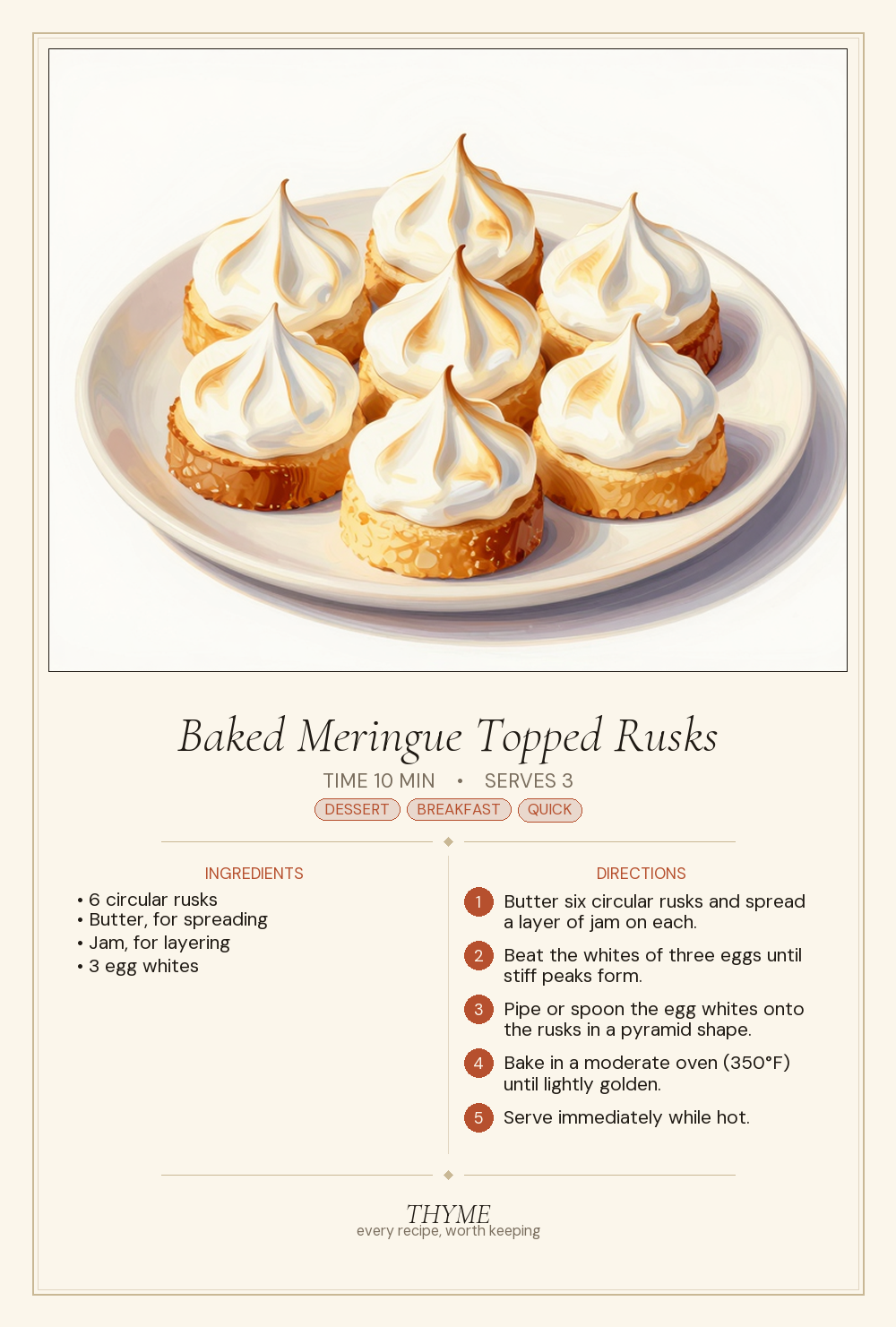Baked Meringue Topped Rusks