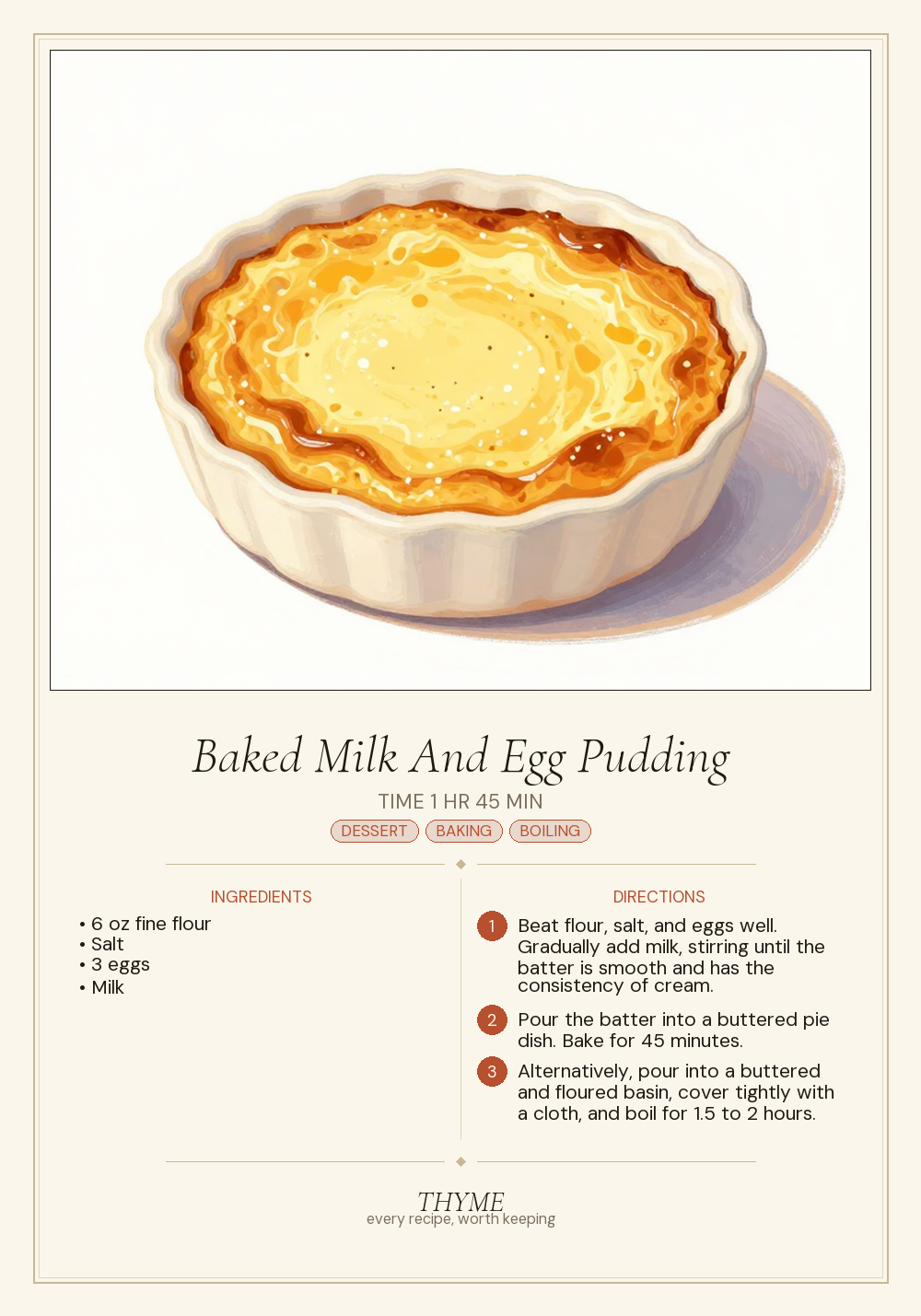 Baked Milk And Egg Pudding