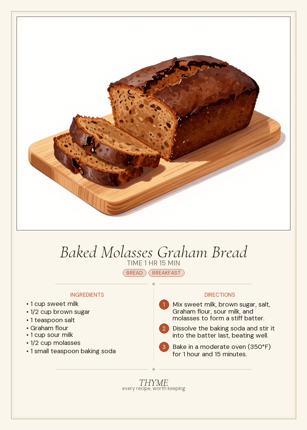 Baked Molasses Graham Bread