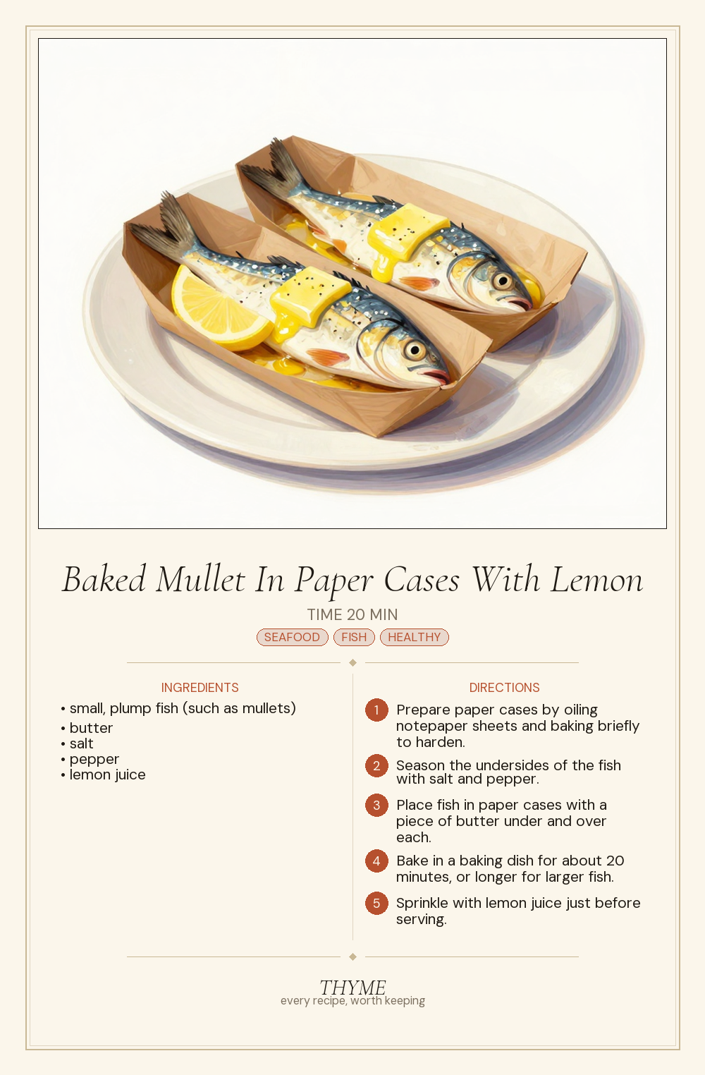 Baked Mullet In Paper Cases With Lemon