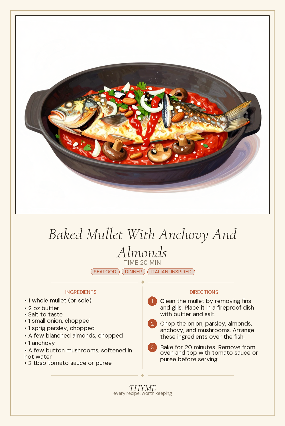 Baked Mullet With Anchovy And Almonds