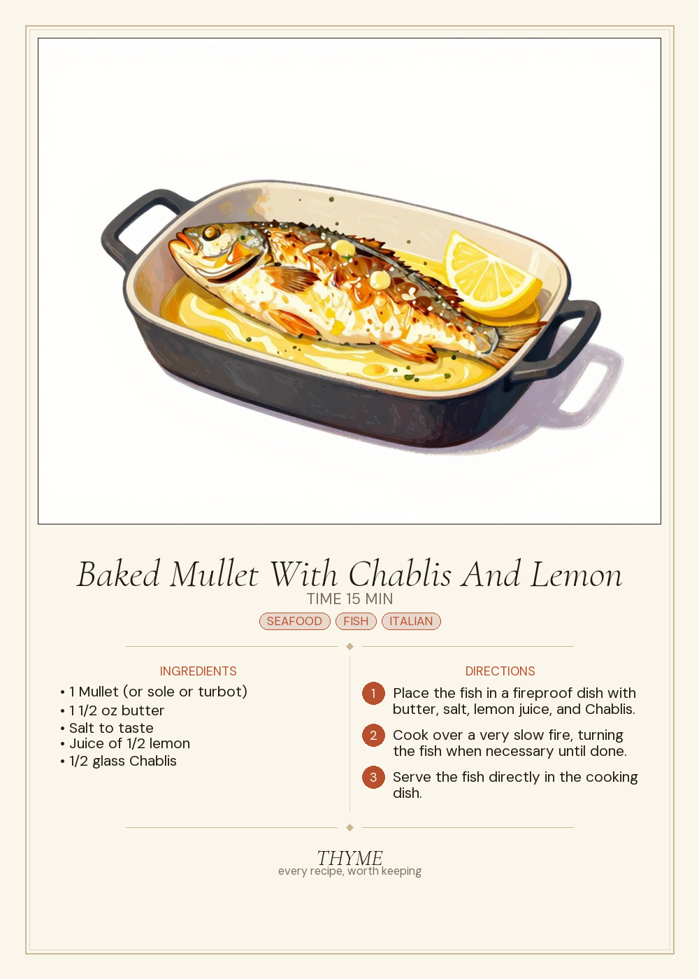 Baked Mullet With Chablis And Lemon