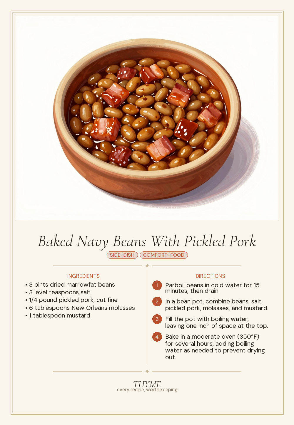 Baked Navy Beans With Pickled Pork