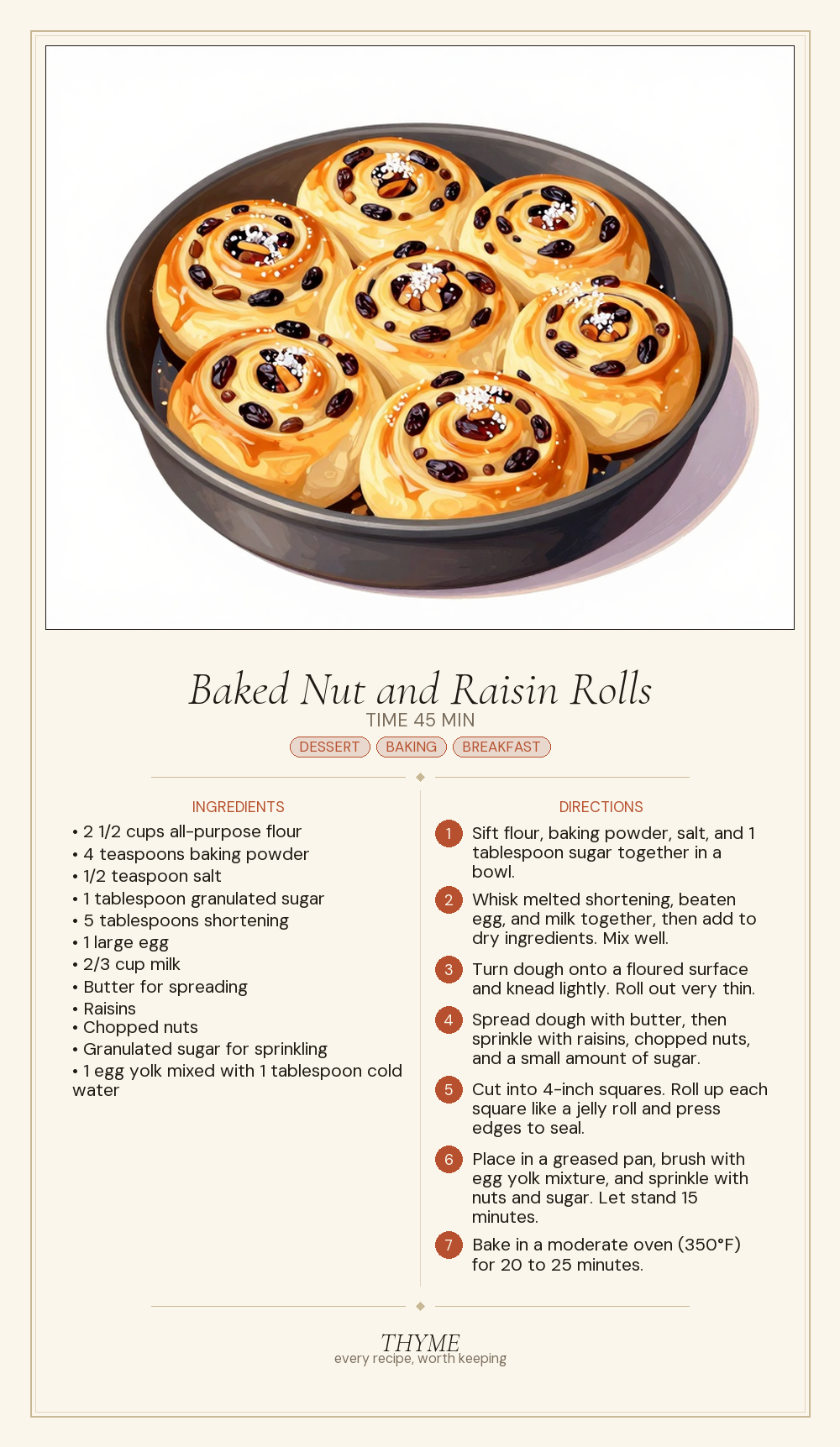 Baked Nut and Raisin Rolls