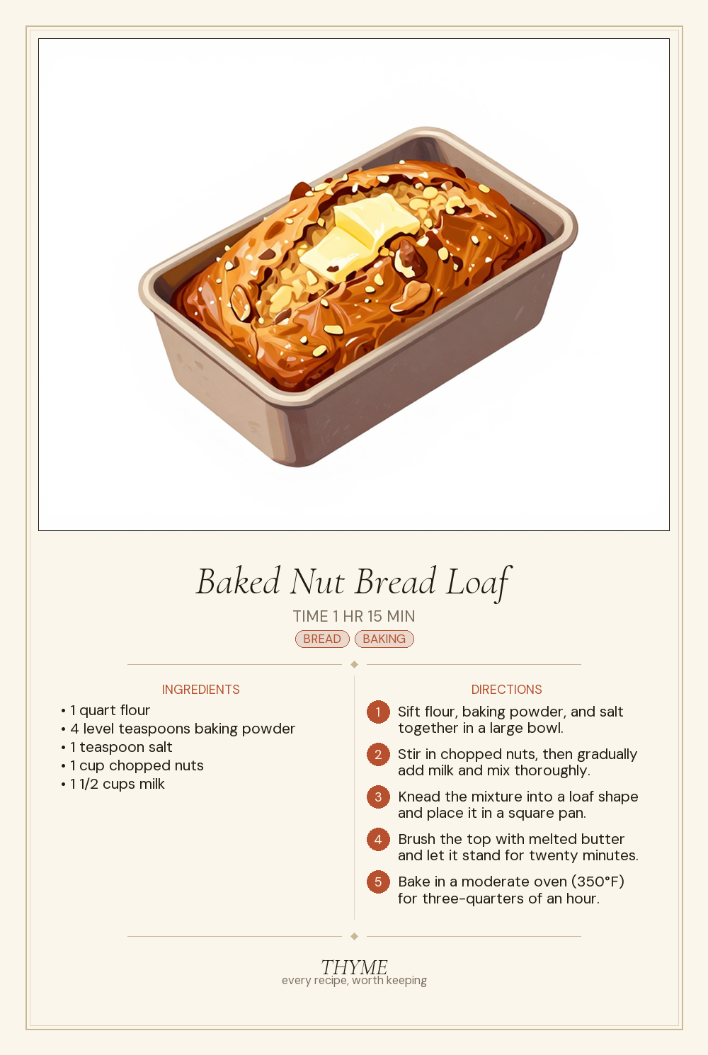 Baked Nut Bread Loaf