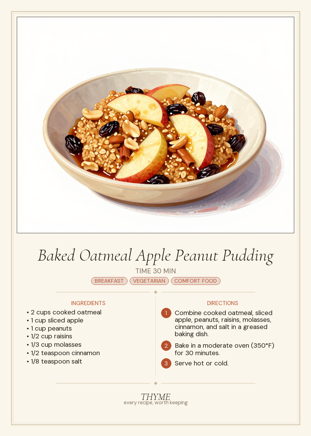 Baked Oatmeal Apple Peanut Pudding
