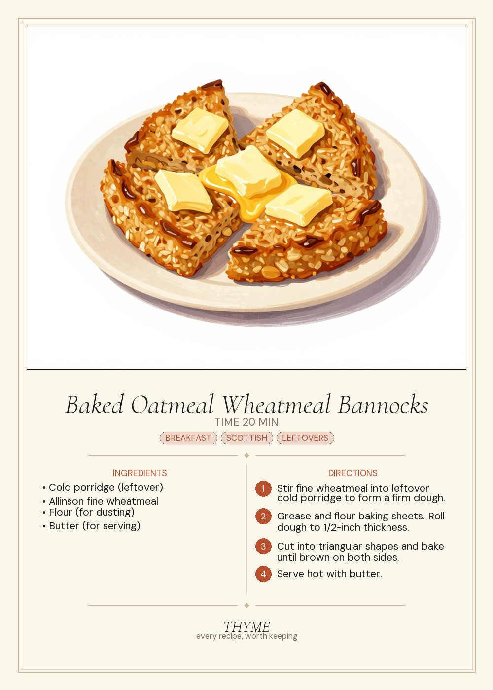 Baked Oatmeal Wheatmeal Bannocks