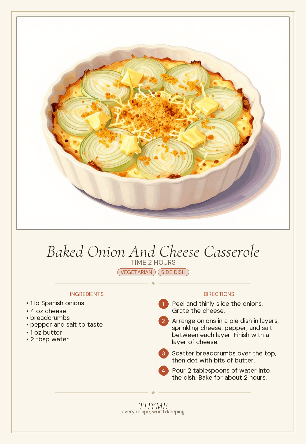 Baked Onion And Cheese Casserole