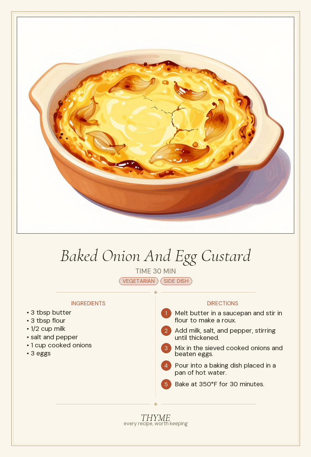 Baked Onion And Egg Custard