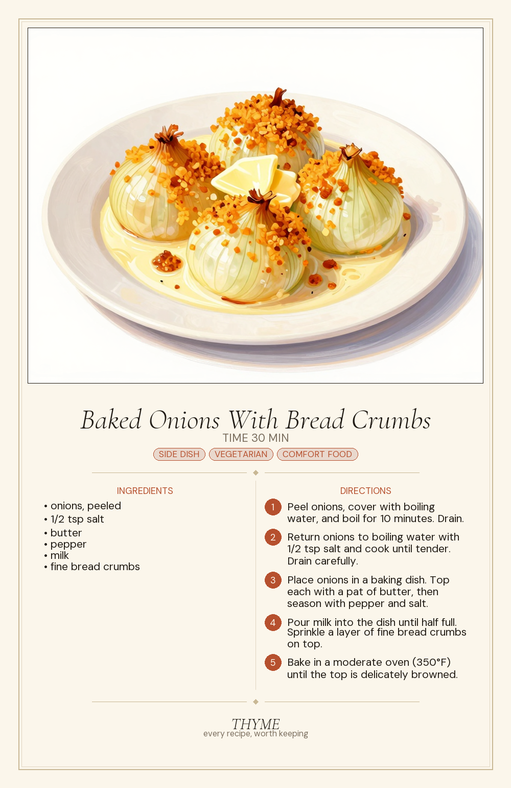 Baked Onions With Bread Crumbs